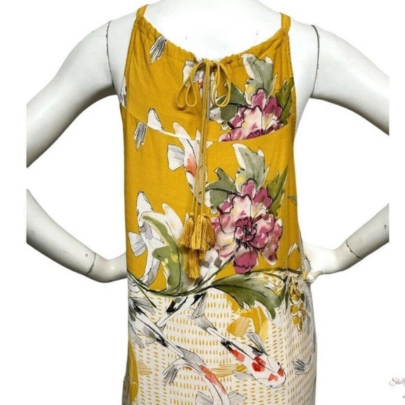 Anthropologie | One September Yellow Paradiso Koi Fish Maxi Dress Size Small - Picture 14 of 15